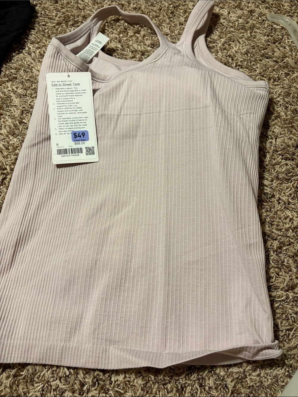 lululemon athletica Ribbed Tank — Light Pink